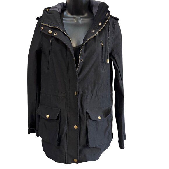 Eden Society Womens S Black Hooded Jacket With Pocket & Zip Details - Picture 1 of 13